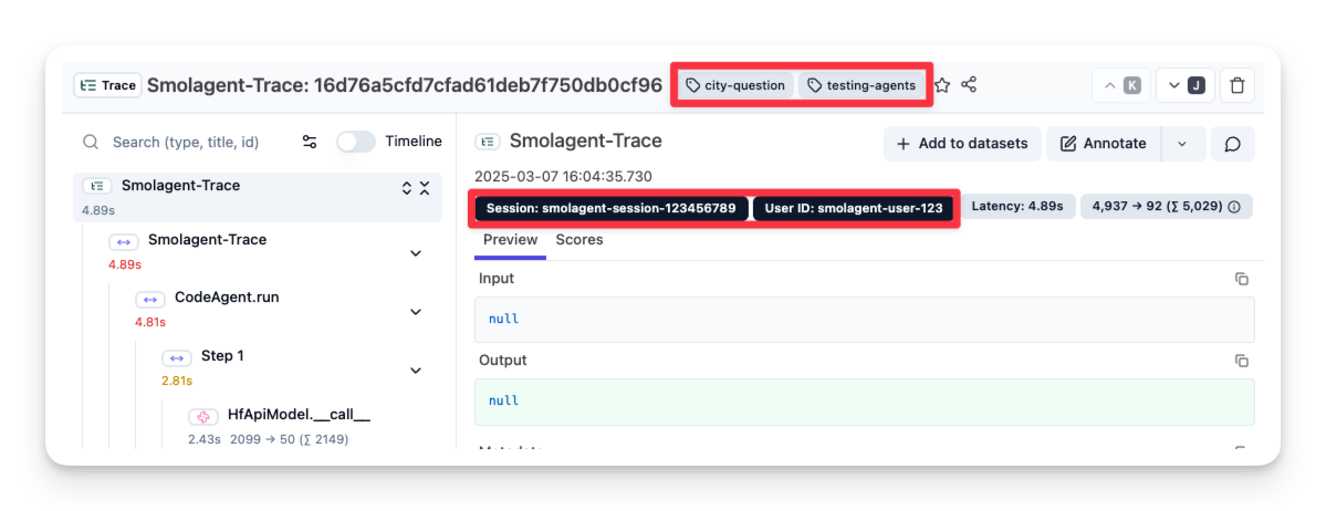 Enhancing agent runs with additional metrics