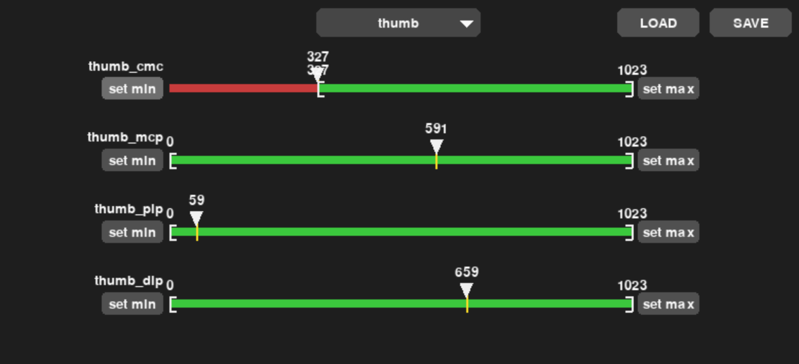 Setting boundaries in the hand calibration GUI