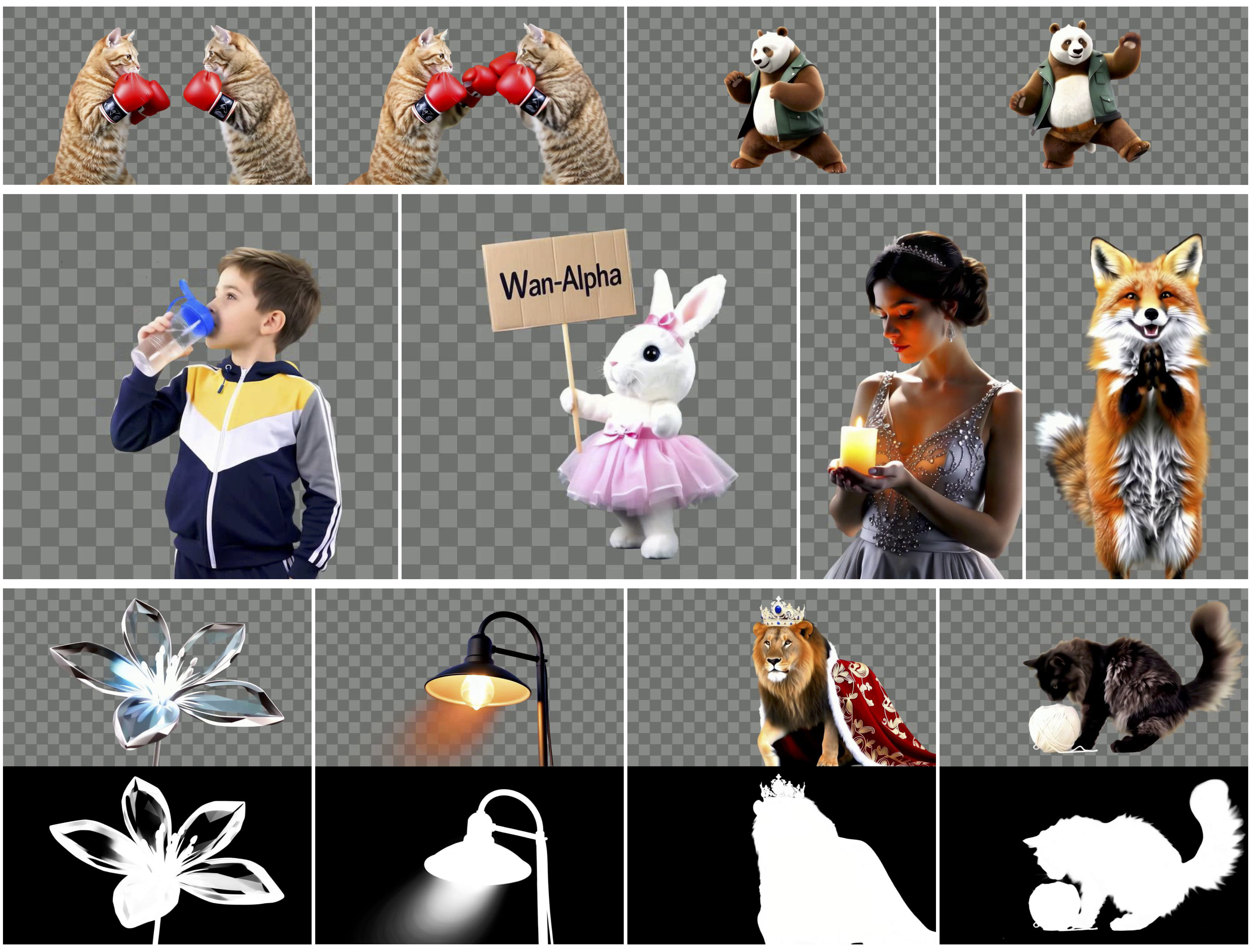 Wan-Alpha Qualitative Results