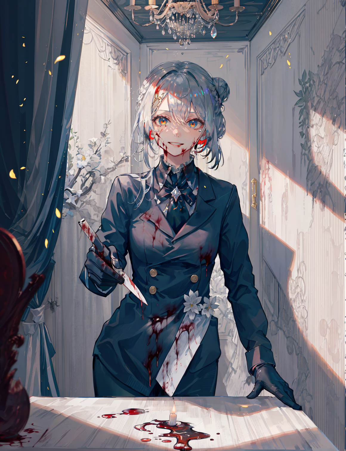 00373-1560705550-an extremely delicate and beautiful girl, 8k wallpaper,masterpiece,best quality,1girl,cowboy shot,suit,tie,hair bun,gloves,blood.png
